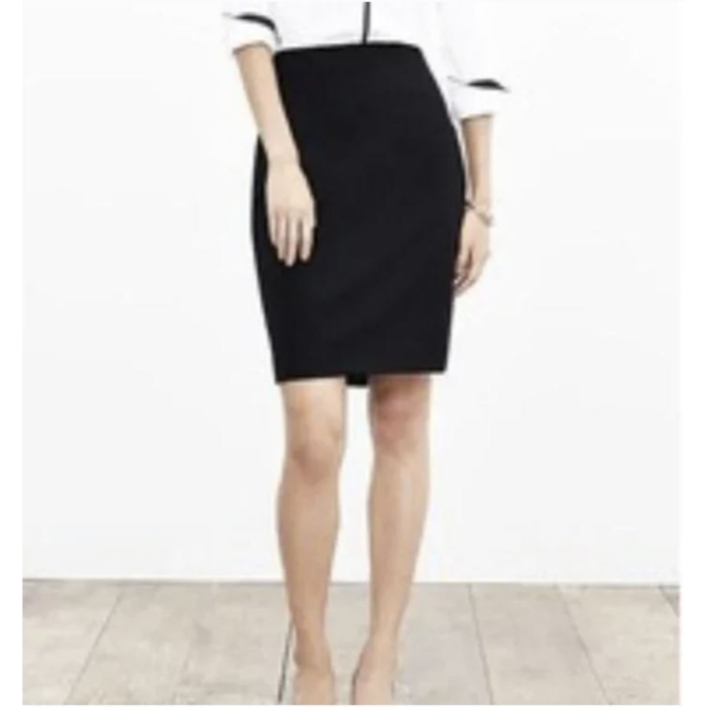 Banana Republic Wool Black Stretch Petite Career Straight Pencil Skirt Size 0P